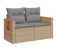 vidaXL Canapé de Jardin avec Coussins 2 Places, Siège avec Housse, Meuble de Terrasse Patio Balcon Extérieur, Beige Résine Tressée