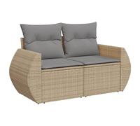 vidaXL Canapé de Jardin avec Coussins 2 Places, Siège avec Housse, Meuble de Terrasse Patio Balcon Extérieur, Beige Résine Tressée