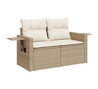vidaXL Canapé de Jardin avec Coussins 2 Places, Siège avec Housse, Meuble de Terrasse Patio Balcon Extérieur, Beige Résine Tressée