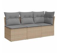 Vidaxl Canapé De Jardin Avec Coussins 3 Places Beige Résine Tressée