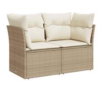vidaXL Canapé de jardin avec coussins 2 places beige résine tressée 366075