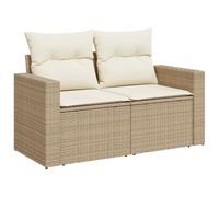 vidaXL Canapé de jardin avec coussins 2 places beige résine tressée 366060