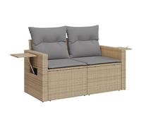 vidaXL Canapé de jardin avec coussins 2 places beige résine tressée 366094