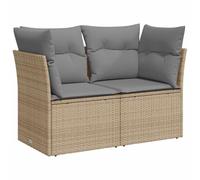 Vidaxl Canapé De Jardin Avec Coussins 2 Places Beige Résine Tressée