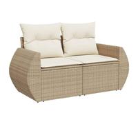 Canapé de jardin avec coussins 2 places beige résine tressée 366080