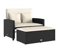 vidaXL Canapé de Jardin avec Coussins 2 Places, Siège de Patio, Meuble de Terrasse Balcon Arrière-Cour Extérieur, Noir Résine Tressée