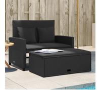vidaXL Canapé de Jardin avec Coussins 2 Places, Siège de Patio, Meuble de Terrasse Balcon Arrière-cour Extérieur, Noir 365132