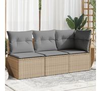 Vidaxl Canapé De Jardin Avec Coussins 3 Places Beige Résine Tressée