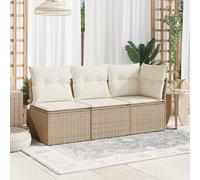 Vidaxl Canapé De Jardin Avec Coussins 3 Places Beige Résine Tressée