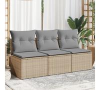 vidaXL Canapé de jardin avec coussins 3 places beige résine tressée 366104