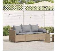vidaXL Canapé de jardin 3 places avec coussins – Résine tressée – Beige