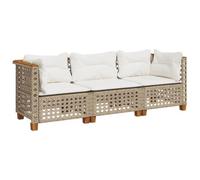 Vidaxl Canapé De Jardin Avec Coussins 3 Places Beige Résine Tressée