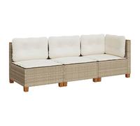 vidaXL Canapé de Jardin avec Coussins 3 Places Beige résine tressée, canapé d'extérieur, siège de Jardin, canapé de Jardin Trois Places