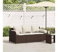 Vidaxl Canapé De Jardin Avec Coussins 3 Places Brun Résine Tressée