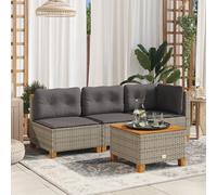 Vidaxl Canapé De Jardin Avec Coussins 3 Places Gris Résine Tressée