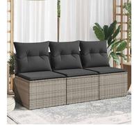 Vidaxl Canapé De Jardin Avec Coussins 3 Places Gris Résine Tressée