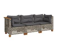 vidaXL Canapé de Jardin avec Coussins 3 Places Gris résine tressée, canapé d'extérieur, siège de Jardin, canapé de Jardin Trois Places