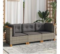 Vidaxl Canapé De Jardin Avec Coussins 3 Places Gris Résine Tressée
