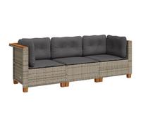 vidaXL Canapé de jardin avec coussins 3 places gris résine tressée, canapé d'extérieur, siège de jardin, canapé de jardin 365918