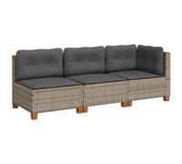 Vidaxl Canapé De Jardin Avec Coussins 3 Places Gris Résine Tressée