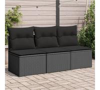 vidaXL Canapé de jardin avec coussins 3 places noir résine tressée 365988