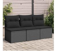 vidaXL Canapé de jardin avec coussins 3 places noir résine tressée 365988