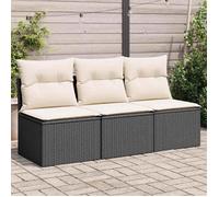 vidaXL Canapé de jardin 3 places (366015) avec coussins – Résine tressée noir