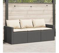 vidaXL Canapé de jardin avec coussins 3 places noir résine tressée, canapé d'extérieur, canapé de jardin 3 places, canapé 366340