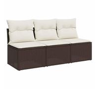 Vidaxl Canapé De Jardin Avec Coussins 3 Places Brun Résine Tressée