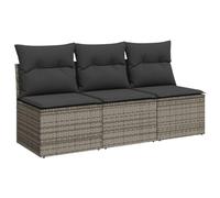 vidaXL Canapé de jardin avec coussins 3 places gris résine tressée 366139