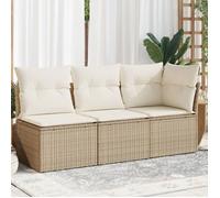 Vidaxl Canapé De Jardin Avec Coussins 3 Places Beige Résine Tressée