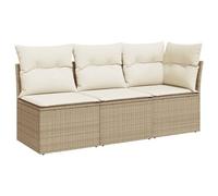 Vidaxl Canapé De Jardin Avec Coussins 3 Places Beige Résine Tressée