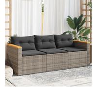 Vidaxl Canapé De Jardin Avec Coussins 3 Places Gris Résine Tressée