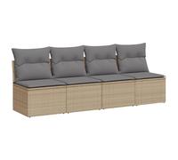 vidaXL Canapé de jardin avec coussins 4 places beige résine tressée 366089