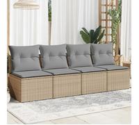 vidaXL Canapé de jardin avec coussins 4 places beige résine tressée 366089