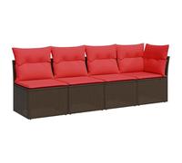 vidaXL Canapé de Jardin avec Coussins 4 Places en Poly rotin Marron