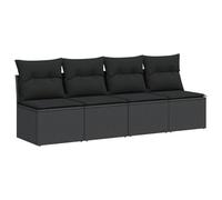 vidaXL Canapé de jardin avec coussins 4 places noir résine tressée 365965