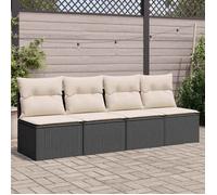 vidaXL Canapé de jardin 4 places avec coussins Noir résine tressée 366000