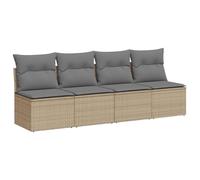 vidaXL Canapé de jardin 366089 - 4 places, résine tressée beige avec coussins