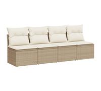 vidaXL Canapé de Jardin avec Coussins 4 Places, Siège avec Housse, Meuble de Terrasse Patio Balcon Extérieur, Beige Résine Tressée Beige