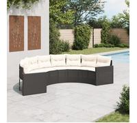 Vidaxl Canapé De Jardin Avec Coussins Demi-Rond Noir Résine Tressée