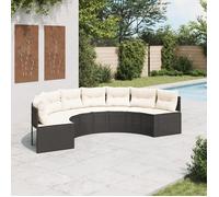 Canapé de jardin avec coussins demi-rond noir résine tressée, canapé d'extérieur, canapé de forme demi-ronde, canapé 3318522