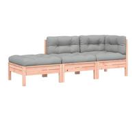vidaXL Canapé de Jardin avec Coussins et Repose-Pied 3 Places, Sofa de Terrasse avec Dossier, Table Basse de Patio, Meuble d'Extérieur