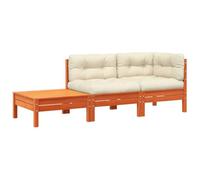 vidaXL Canapé de Jardin avec Coussins et Repose-Pied, Siège avec Dossier, Meuble de Terrasse Patio Arrière-Cour Extérieur, Bois Pin Massif