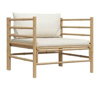 vidaXL Canapé de Jardin avec Coussins Fauteuil d'Extérieur Canapé de Patio Meuble de Terrasse Fauteuil de Jardin Blanc Crème Bambou