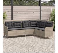 vidaXL Canapé de jardin avec coussins forme de L gris clair poly rotin, canapé d'extérieur, canapé d'extérieur en forme de 369005
