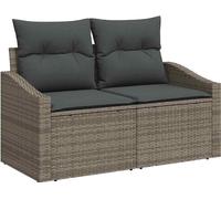 vidaXL Canapé de jardin avec coussins Gris 123 x 62 x 69cm Poly-Rotin