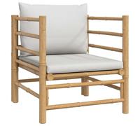 vidaXL Canapé de Jardin avec Coussins Gris Clair Bambou