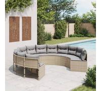 Canapé de jardin avec table coussins rond beige résine tressée vidaXL