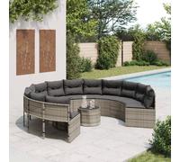 Vidaxl Canapé De Jardin Avec Table Coussins Rond Gris Résine Tressée